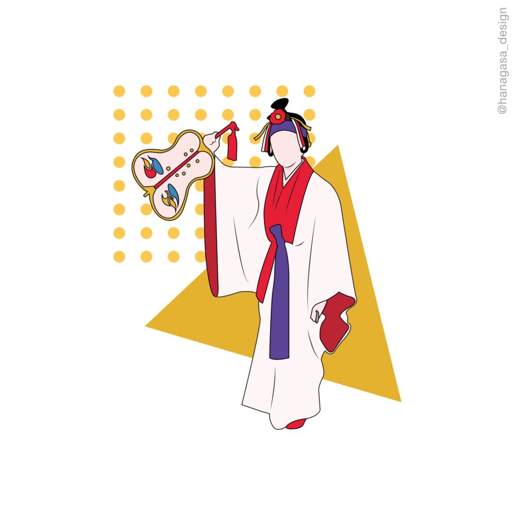 琉球古典舞踊  女踊り「女特牛節」のイラスト