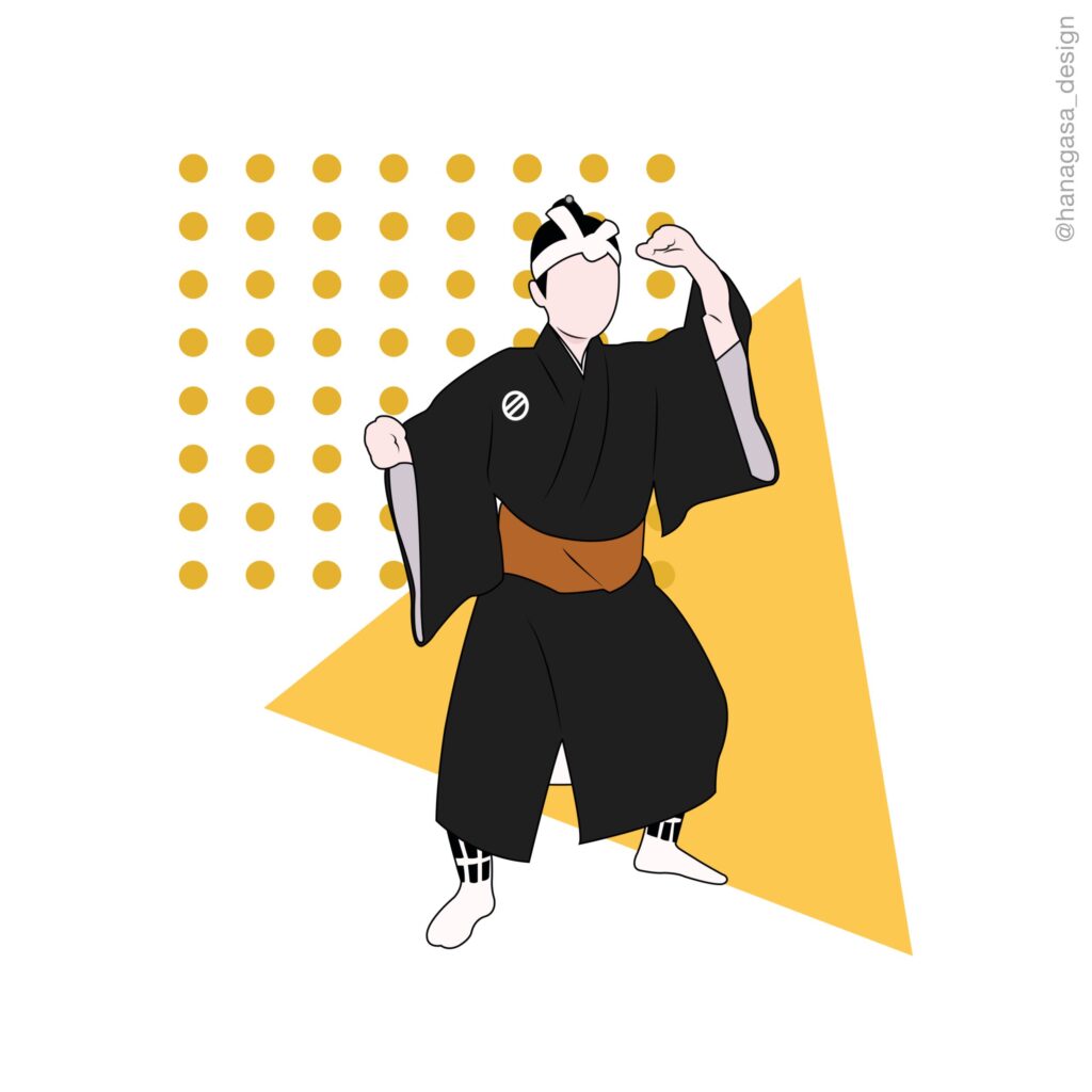 琉球古典舞踊　二才踊り「前の浜」のイラスト