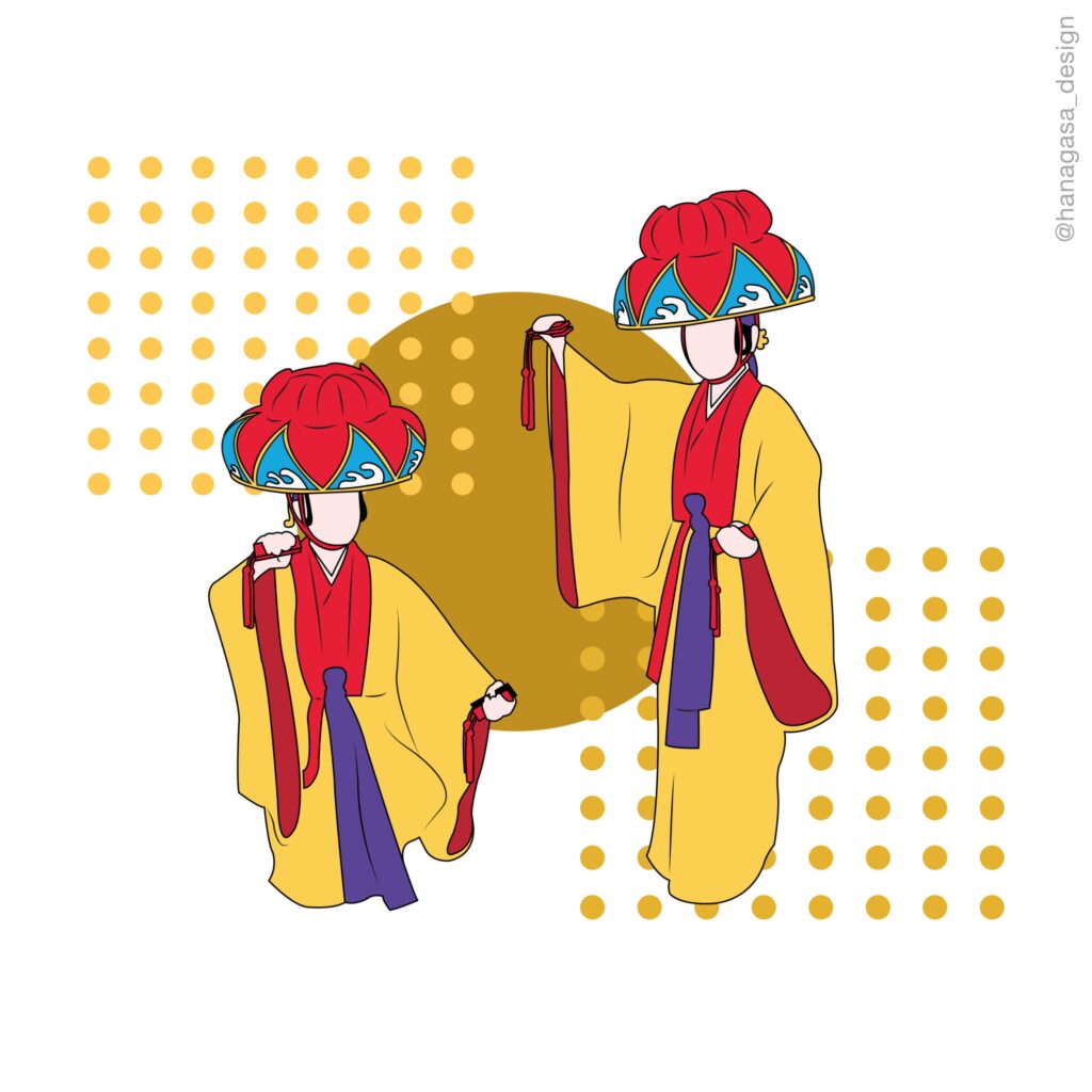 琉球古典舞踊　女踊り 「四つ竹」のイラスト