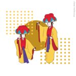 琉球古典舞踊　女踊り 「四つ竹」のイラスト