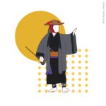 琉球古典舞踊 二才踊り「波平大主道行口説（八重瀬の万歳）」のイラスト