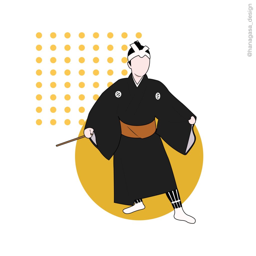 琉球古典舞踊　二才踊り「下り口説」のイラスト