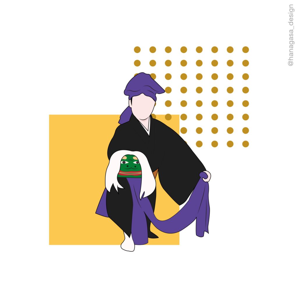 琉球古典舞踊　二才踊り「高平良万歳」のイラスト