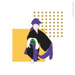 琉球古典舞踊　二才踊り「高平良万歳」のイラスト
