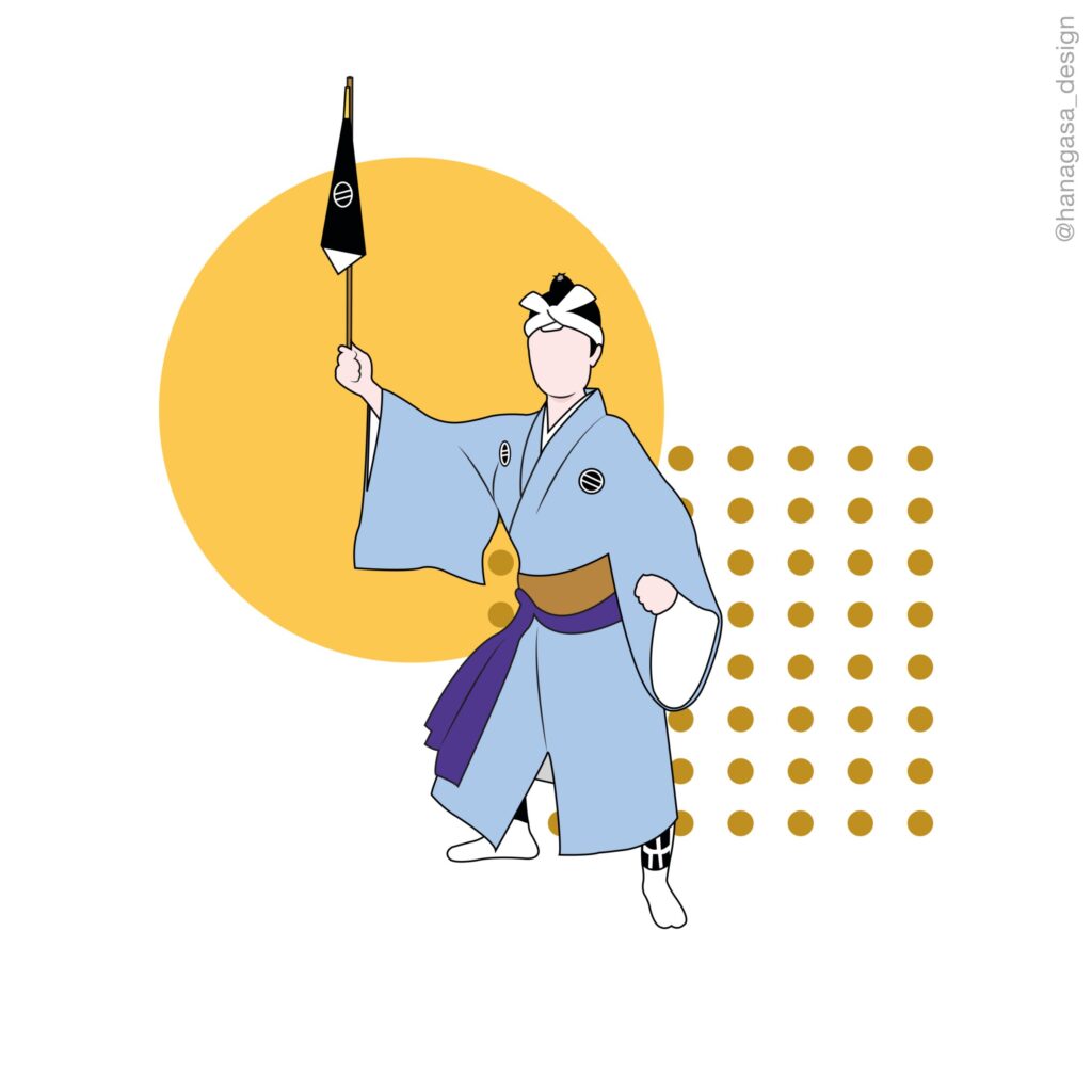 琉球古典舞踊　二才踊り「麾（ゼイ）」のイラスト