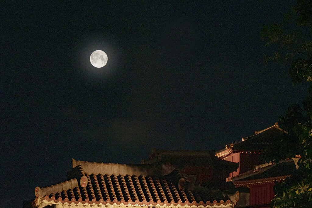 屋根の上の月